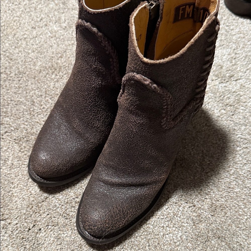 Elegant Brown Patterned Ankle Booties - Picture 3 of 4